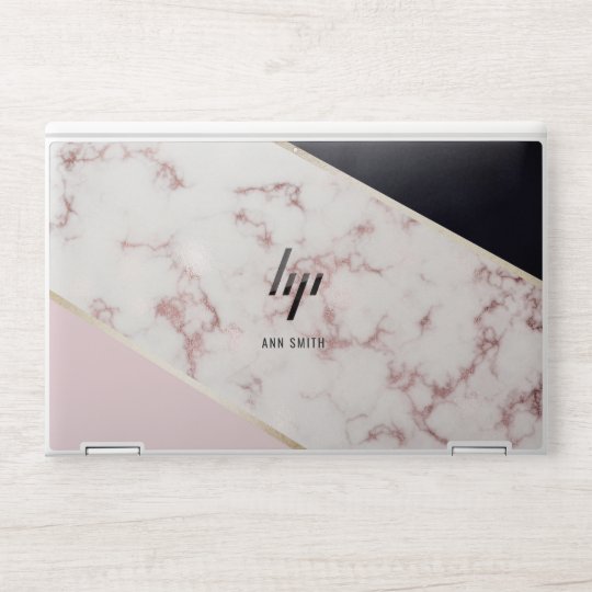 ピンク金ゴールド大理石カスタムモノグラムhpノートパソコンスキン Hpラップトップスキン Zazzle Co Jp