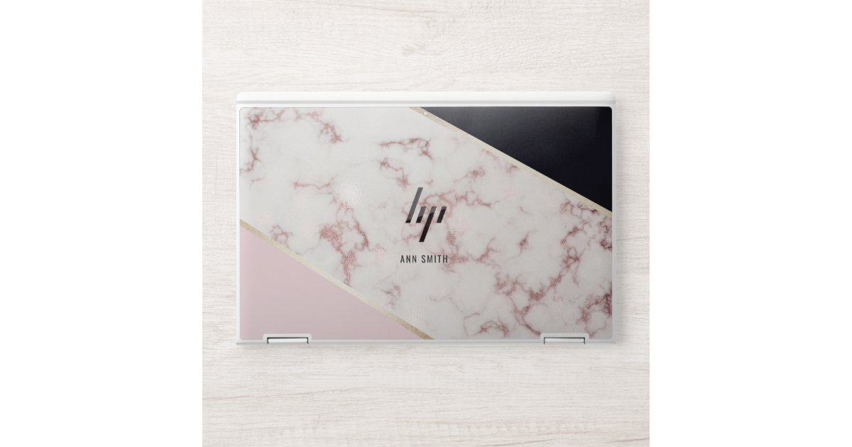 ピンク金ゴールド大理石カスタムモノグラムhpノートパソコンスキン Hpラップトップスキン Zazzle Co Jp