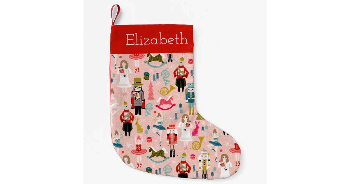 ピンク ナットクラッカー バレエのかわいい女の子の名前 スモールクリスマスストッキング Zazzle Co Jp