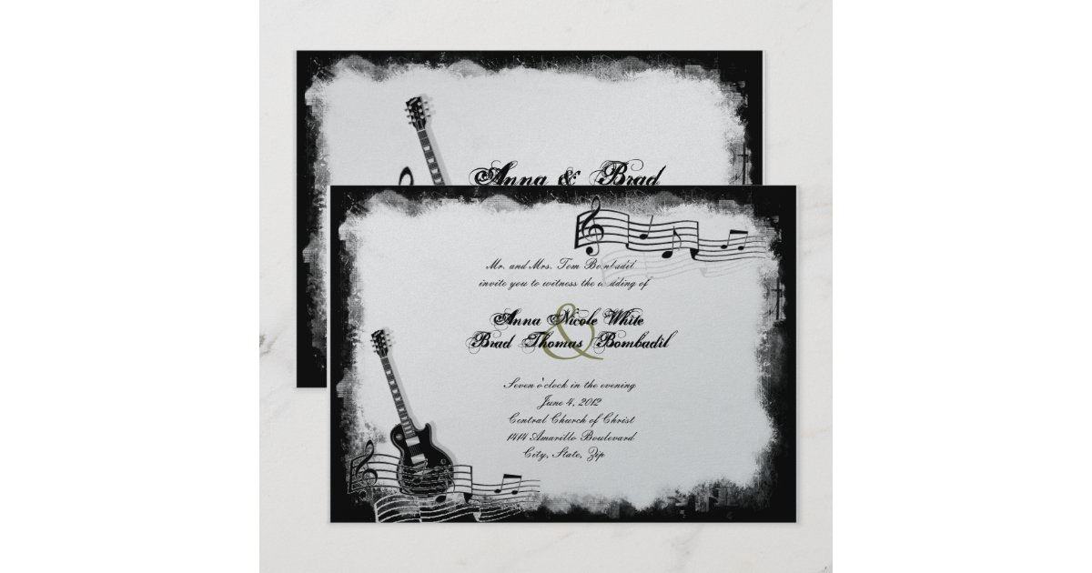 ファンキーなエレキギター音楽結婚式招待状 招待状 Zazzle Co Jp