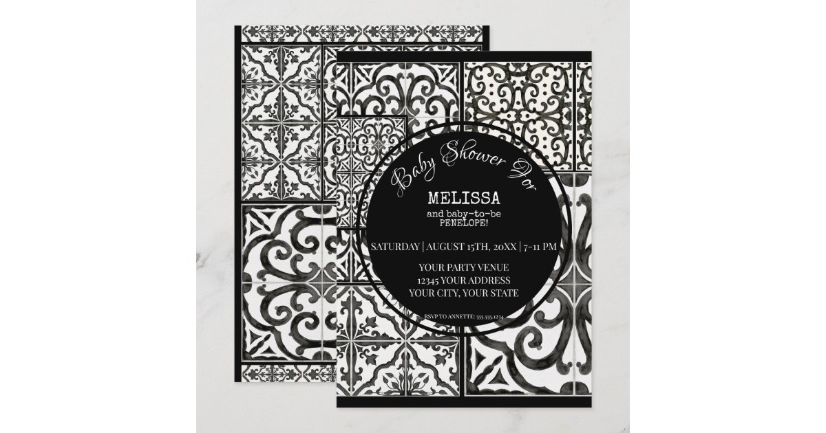 ファームハウスタイル白黒モダンベビーシャワー 招待状 Zazzle Co Jp