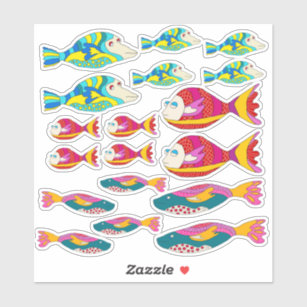 輪郭 魚シール Zazzle.co.jp