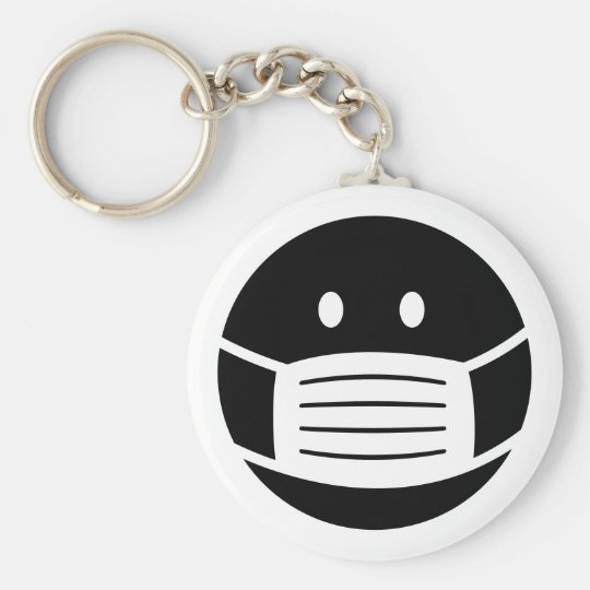 フェイスマスクの顔文字アイコン キーホルダー Zazzle Co Jp