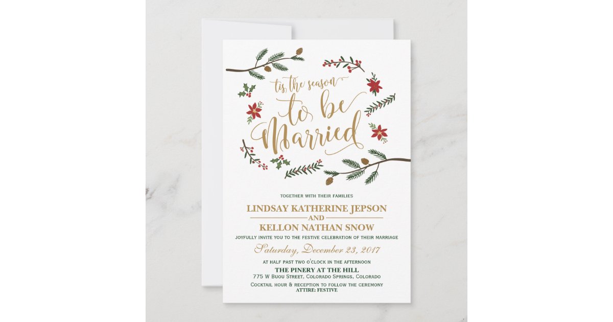フェスティバルホリデークリスマス結婚式招待状 招待状 Zazzle Co Jp