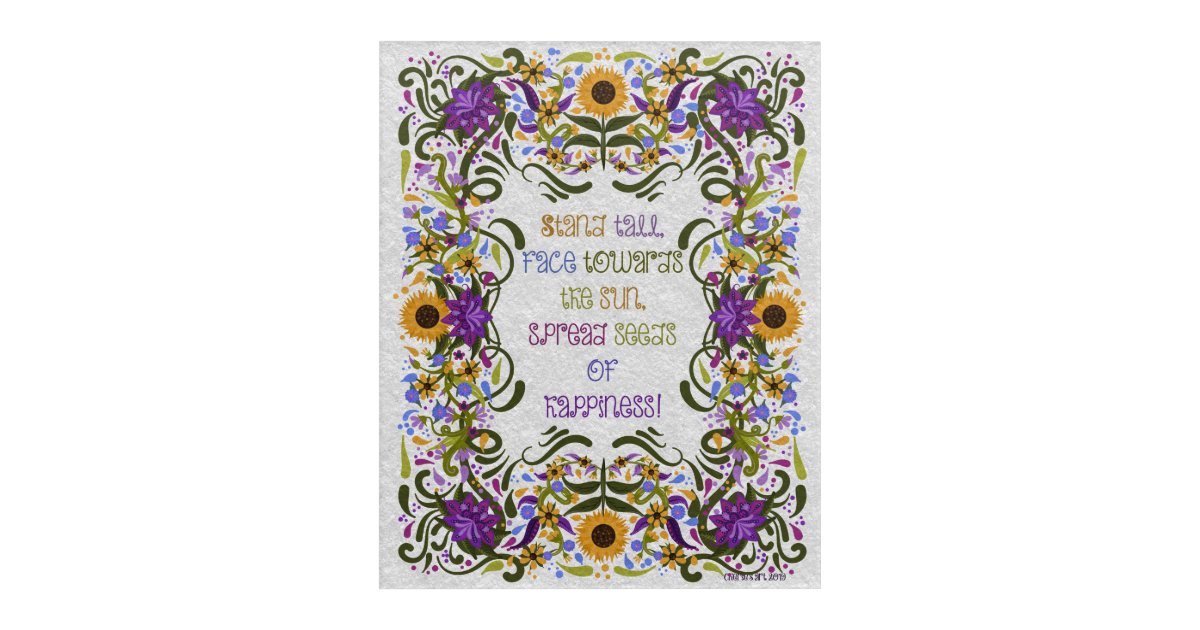 フォークアートサンフラワーズ の感動的ことわざ アクリルウォールアート Zazzle Co Jp