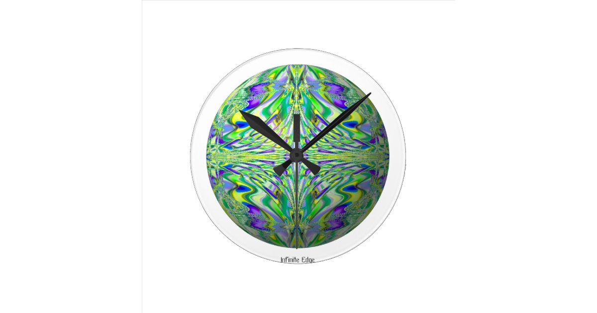フラクタルのサイバーパンクの時計 サイケデリックな数学のオタク ラウンド壁時計 Zazzle Co Jp