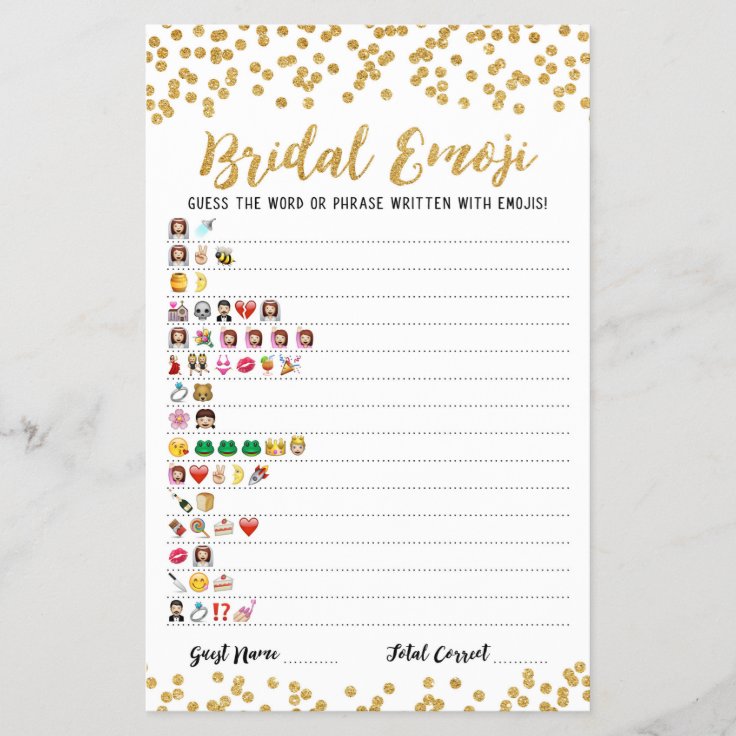 ブライダル絵文字ゲームとアンサーズブライダルシャワーゲーム Zazzle Co Jp