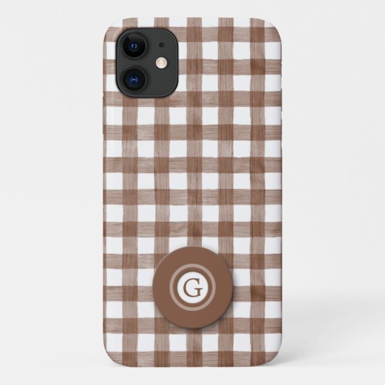 ブラウン ホワイトウォーターカラーファームハウスギンガムチェック Case Mate Iphoneケース Zazzle Co Jp