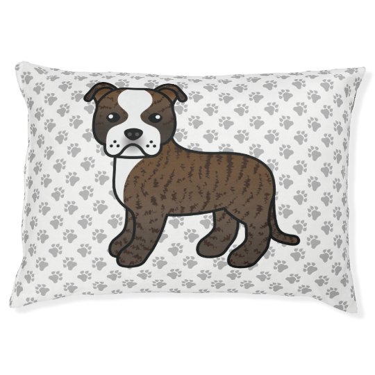 ブリンドルと白のスタフィーのかわいい犬と足 ペットベッド Zazzle Co Jp