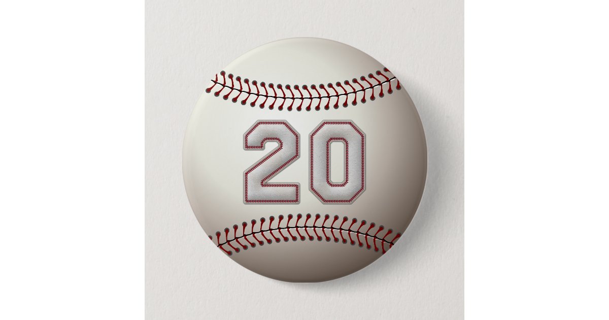 プレーヤー第 クールな野球はピンをステッチします 缶バッジ Zazzle Co Jp