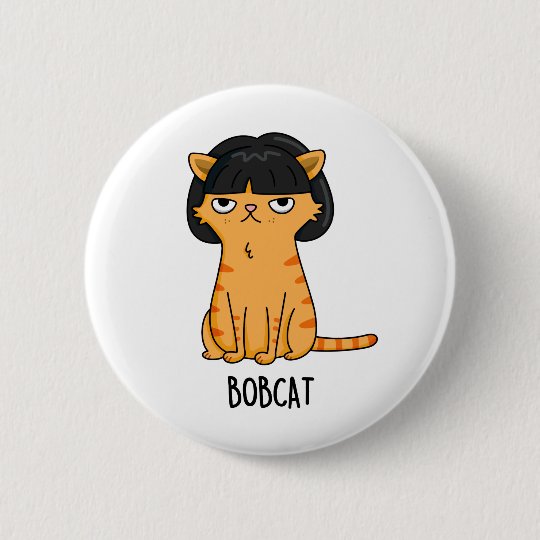 ヘアパン付きのボブキャット可愛い猫ボブ 缶バッジ Zazzle Co Jp