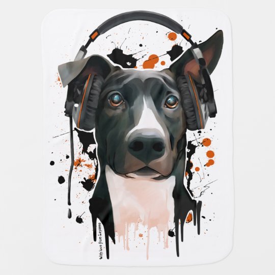 ヘッドホーンを持つ犬 音楽愛好者 ベビー ブランケット Zazzle Co Jp