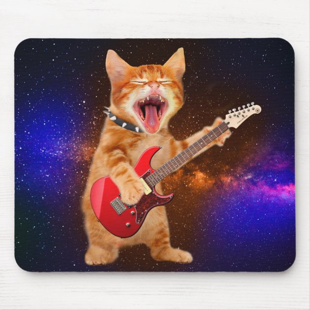 ヘビーメタル猫-ロッカー猫-ギター猫 マウスパッド Zazzle.co.jp