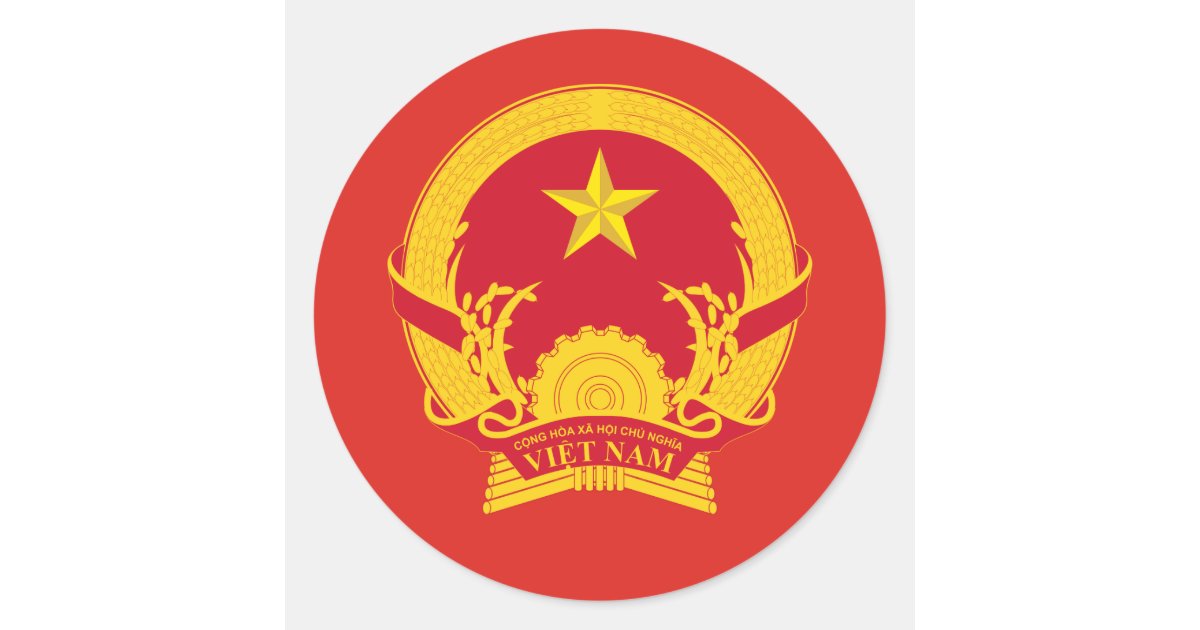 ベトナムの紋章，ベトナム国旗 ラウンドシール | Zazzle.co.jp