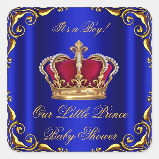 ベビーシャワーの男の子の小さい王子ロイヤルブルーの赤の金ゴールド スクエアシール Zazzle Co Jp