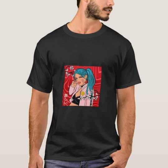 ベーパーウェーブアニメマンガ桜ワイフブルー日本のa Tシャツ Zazzle Co Jp