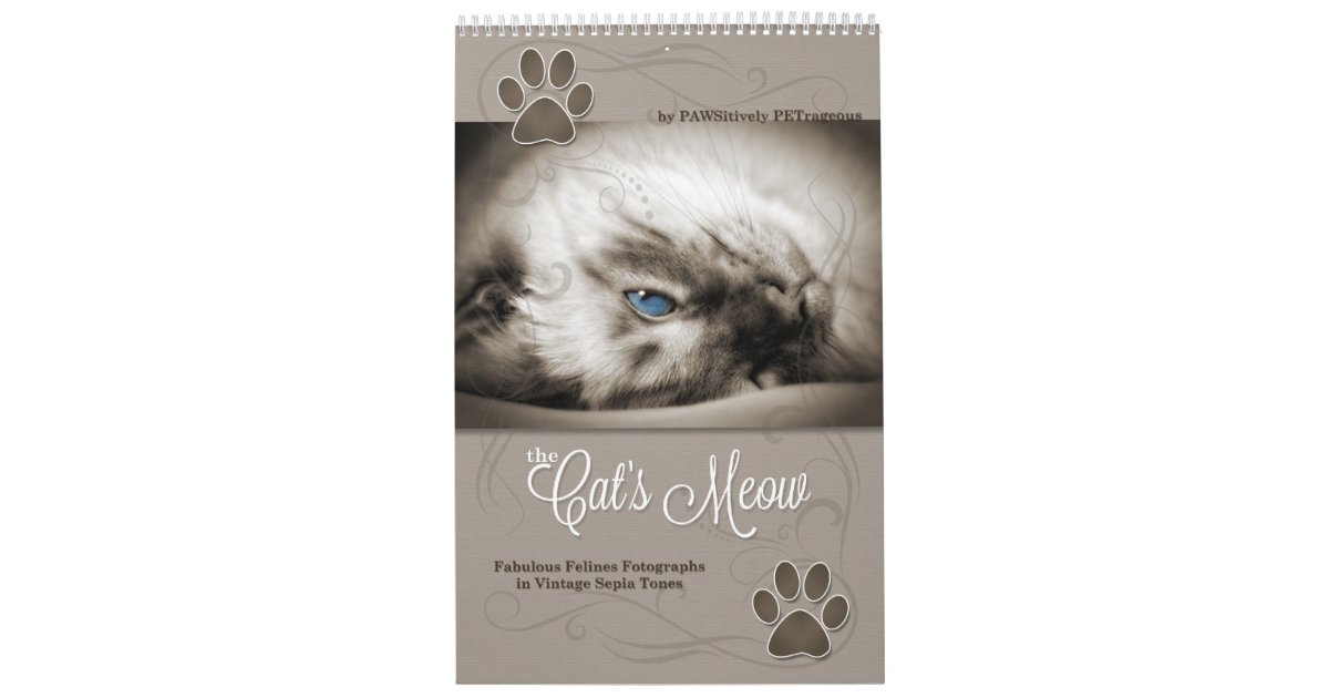 ペット恋人のためのセピア色の子猫猫12か月 カレンダー Zazzle Co Jp