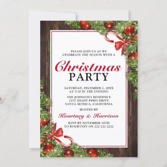 ホリデーパ素朴インクリスマスパーティー 招待状 Zazzle Co Jp