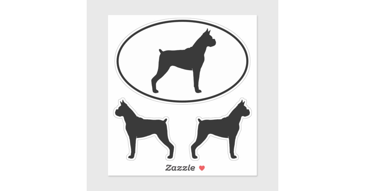ボクサー犬のシルエットのビニールのステッカーセット シール Zazzle Co Jp