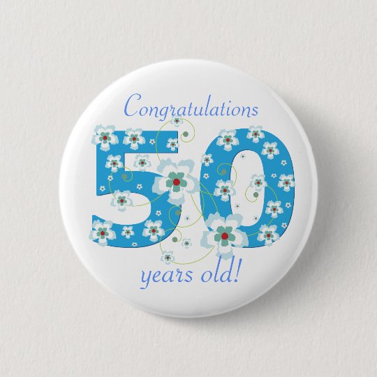 ボタン50歳の誕生日のお祝い 缶バッジ Zazzle Co Jp