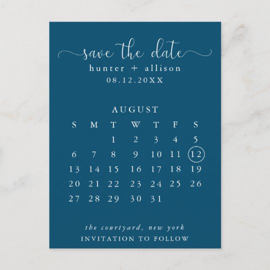 ポストカード 日付を保存 カレンダー Zazzle Co Jp