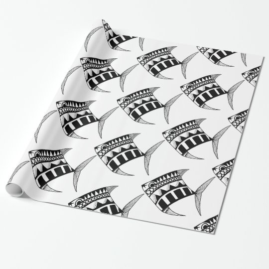 マオリ ブラックフィッシュバイ ピデュ ラッピングペーパー Zazzle Co Jp