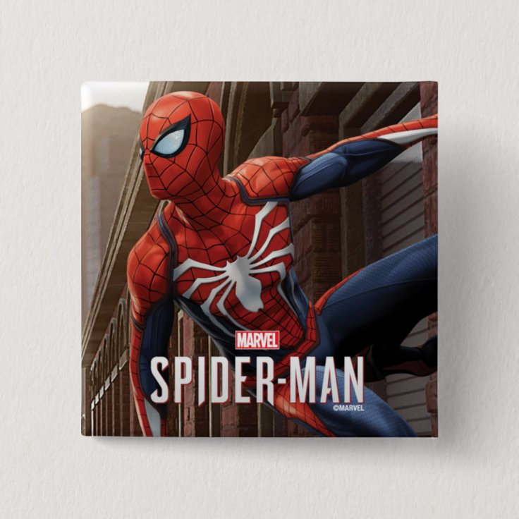 マーベルのスパイダーマン ぶら下がったの壁のポーズ 缶バッジ Zazzle Co Jp