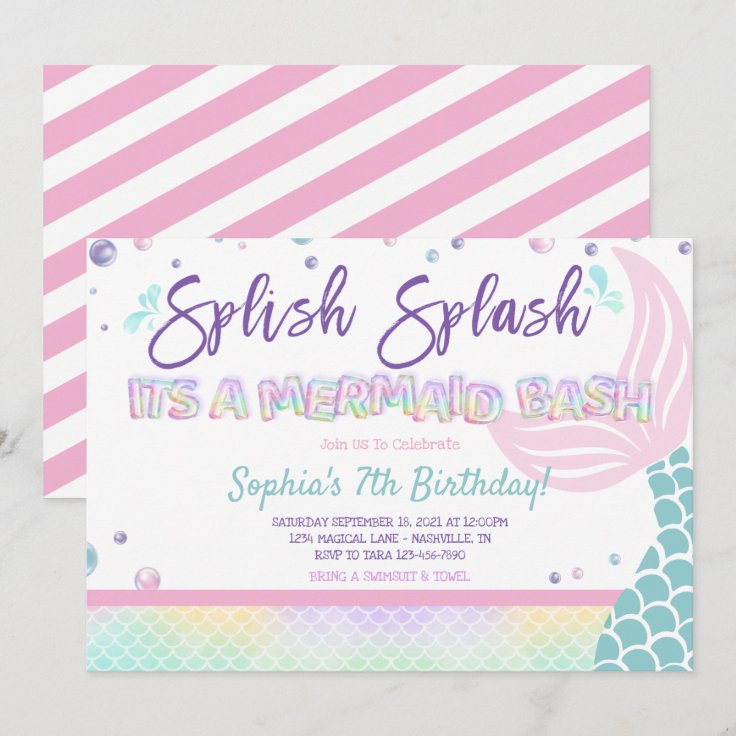 マーメイド誕生日パーティー 招待状 Zazzle Co Jp