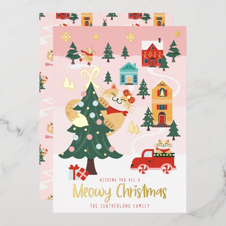 ミオおもしろいウィピーキングキャットクリスマスウィンタービレッジ 箔シーズンカード Zazzle Co Jp ミオおもしろいウィピーキングキャットクリスマスウィンタービレッジ 箔シーズンカード Zazzle Co Jp