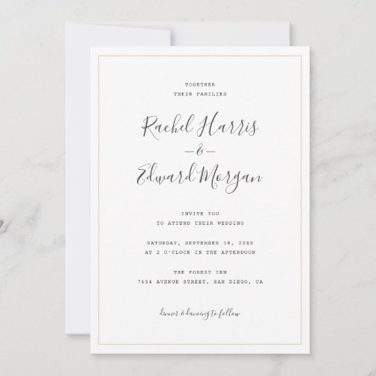 ミニマリシンプルスト結婚式招待状 Zazzle Co Jp
