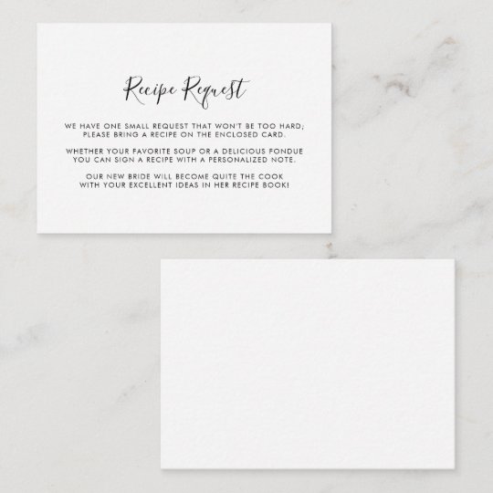 ミニマリストの白黒結婚レシピ要求 エンクロージャーカード Zazzle Co Jp