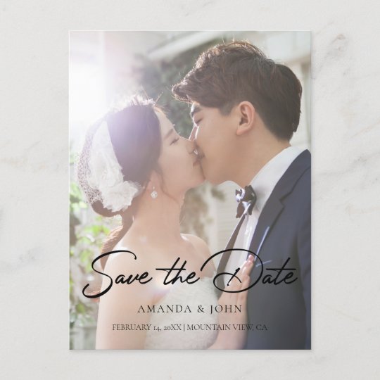 ミニマリスト日付保存結婚式招待状 案内ポストカード Zazzle Co Jp