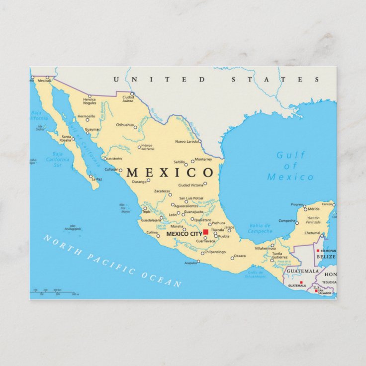 メキシコの政治地図 ポストカード Zazzle Co Jp