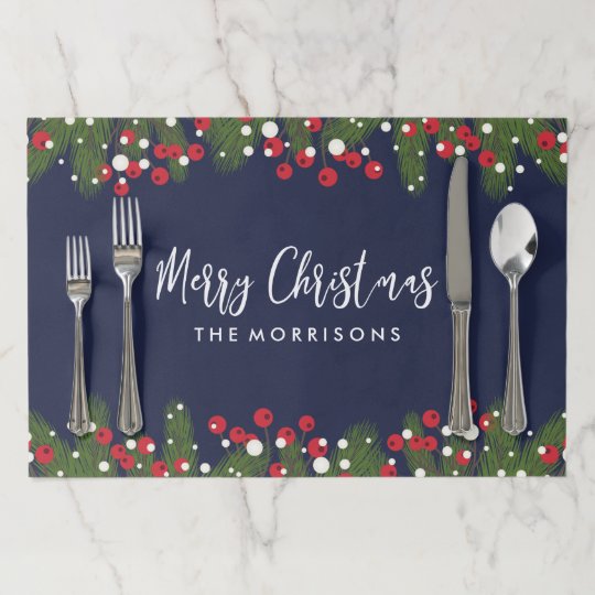 メリークリスマスの植物のマツ果実の名前をカスタムする ペーパーランチョンマット Zazzle Co Jp メリークリスマスの植物のマツ果実の名前をカスタムする ペーパーランチョンマット Zazzle Co Jp