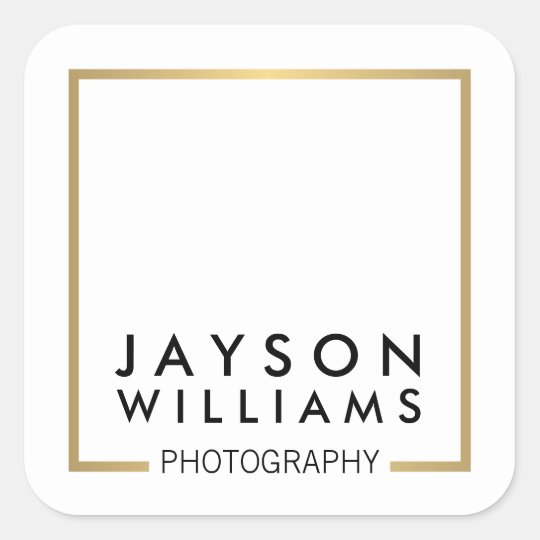 モダンでミニマルなカメラマンの金ゴールドの正方形のロゴi スクエアシール Zazzle Co Jp