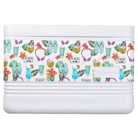 モダンな水彩画の熱帯ビーチパターン Iglooクーラーボックス Zazzle Co Jp