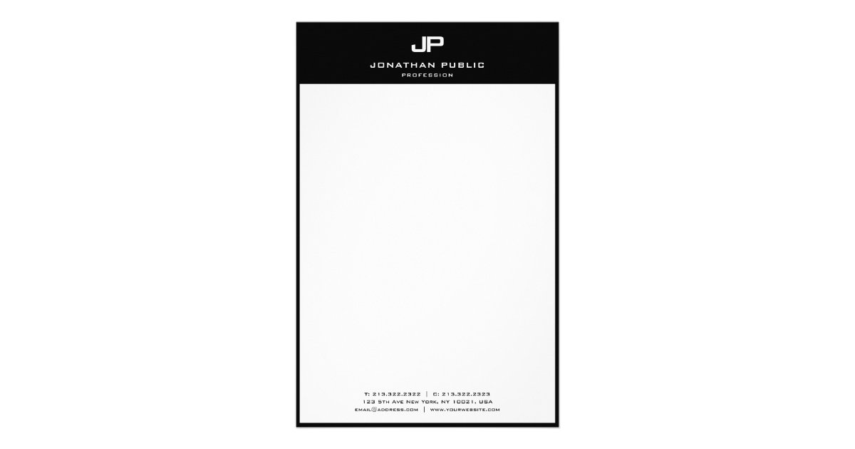 モノエレガントグラム白黒テンプレート 便箋 Zazzle Co Jp