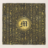 金ゴールド古代エジプトの青の象形文字 スカーフ | Zazzle.co.jp