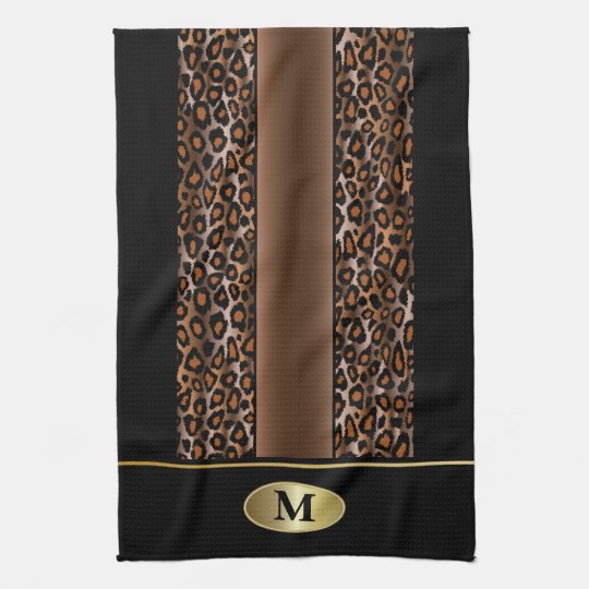 モノグラムブラック ブラウン 金ゴールドジャガーアニマルプリント キッチンタオル Zazzle Co Jp