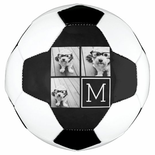 モノグラム付き白黒写真コラージュ サッカーボール Zazzle Co Jp