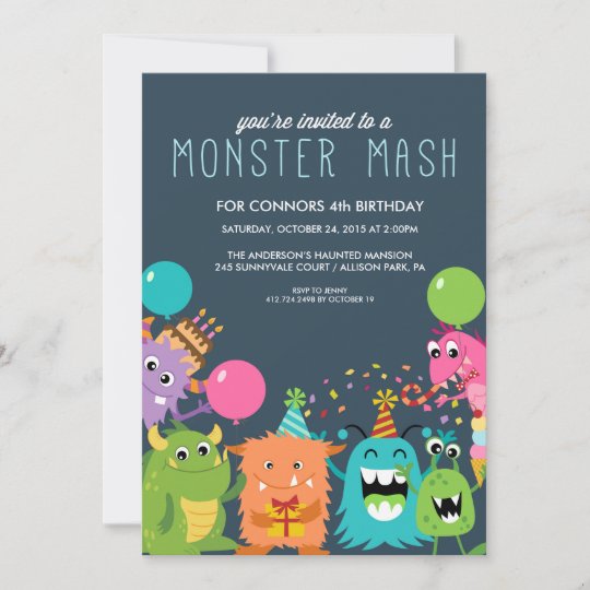 モンスターのマッシュの子供の誕生日のパーティの招待状の招待 招待状 Zazzle Co Jp