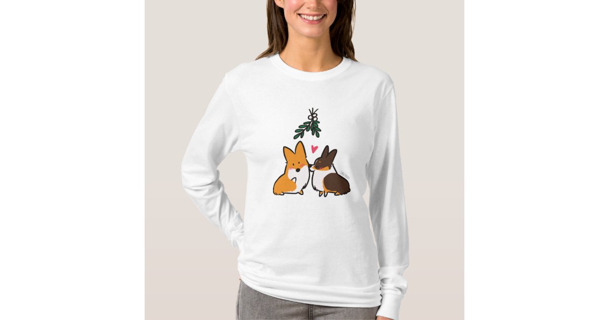 ヤドリギのコーギーのキスをするなワイシャツ Tシャツ Zazzle Co Jp