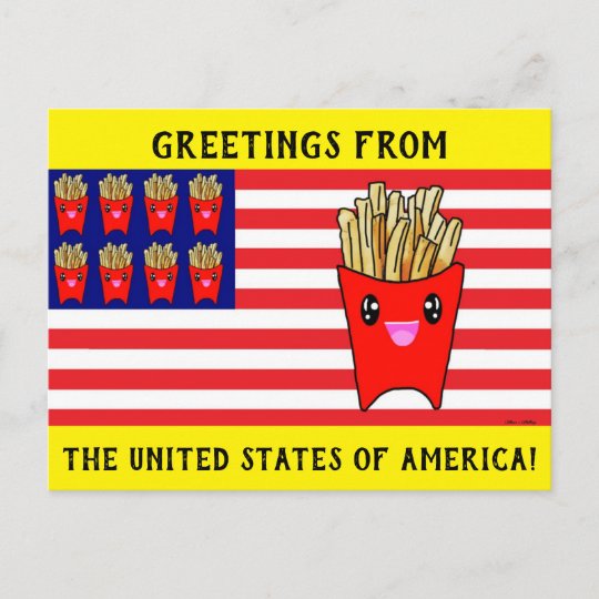 ユア アニー文字かわいいフランスのフライズ アメリカ国旗 ポストカード Zazzle Co Jp