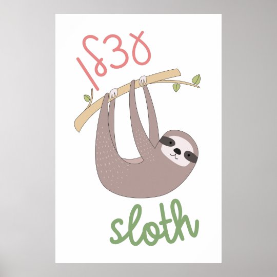 ユダヤ人の子ども向けのヘブライ語入りかわいいナマケモノ ポスター Zazzle Co Jp