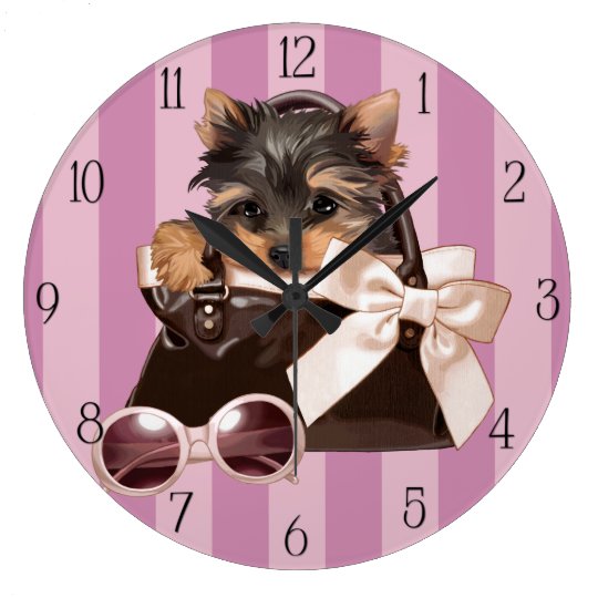 ヨークシャテリアの子犬 ラージ壁時計 Zazzle Co Jp