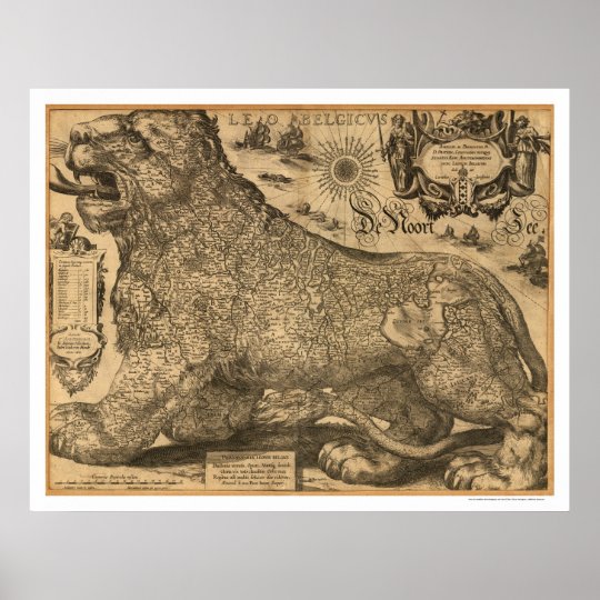ヨーロッパ1611年のベネルクス三国レオbelgicusの地図 ポスター Zazzle Co Jp