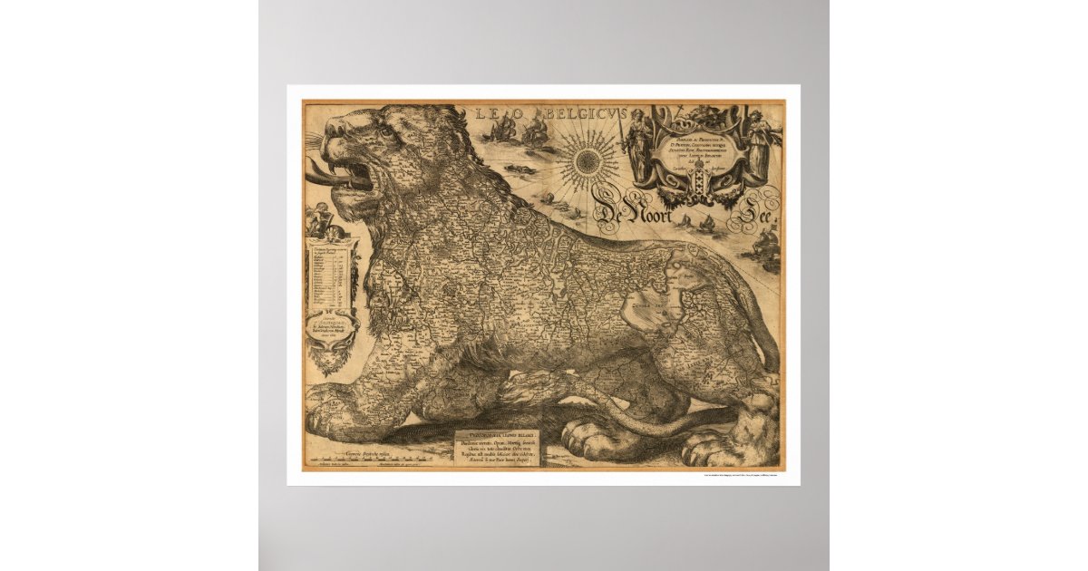 ヨーロッパ1611年のベネルクス三国レオbelgicusの地図 ポスター Zazzle Co Jp