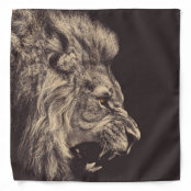 ライオンの鉛筆画のライオンが黒と白を響かせる バンダナ Zazzle Co Jp