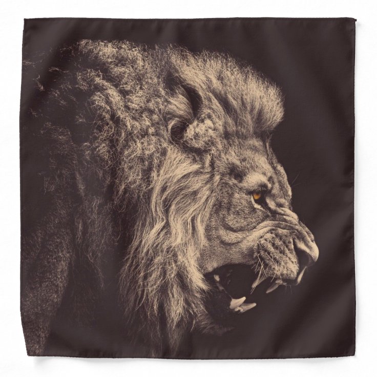 ライオンの鉛筆画のライオンが黒と白を響かせる バンダナ Zazzle Co Jp
