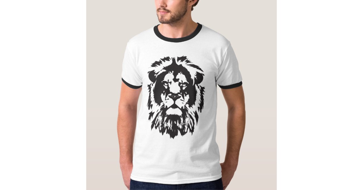 ライオン顔 色彩の鮮やかライオン ライオンの頭のステンシルタトゥー Tシャツ Zazzle Co Jp
